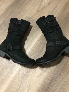 Cobb Hill Ladies Black Suede Mid Calf Leather Boots Size 8.5